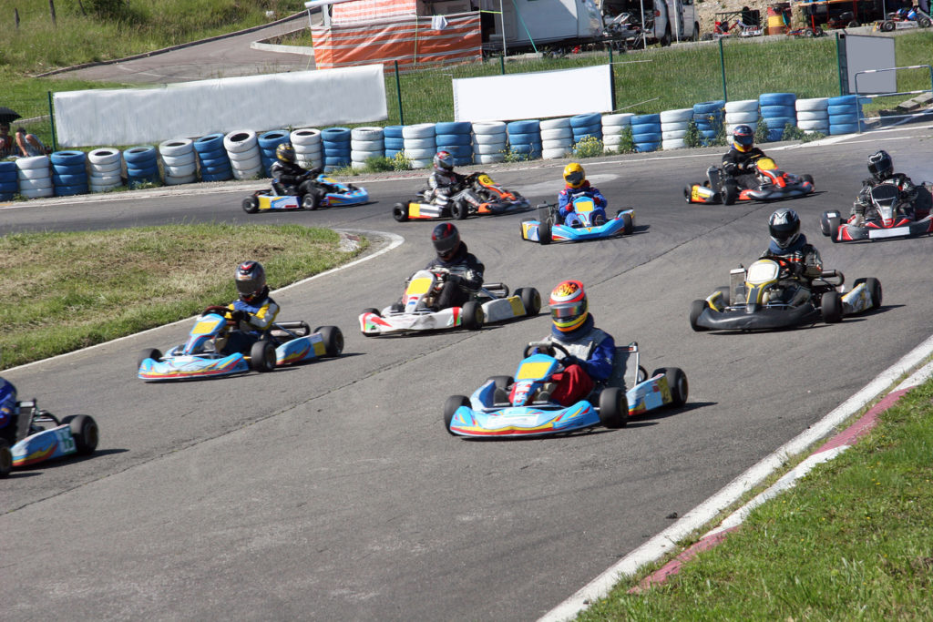 drivers go karting on the track