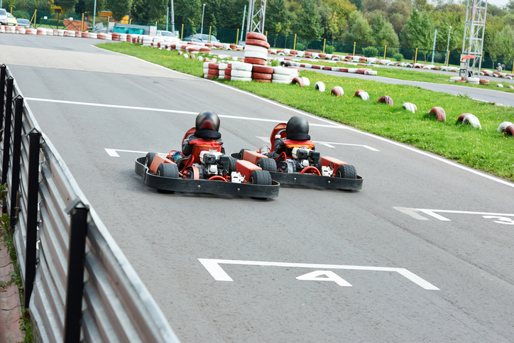 Competition for children karting outdoors